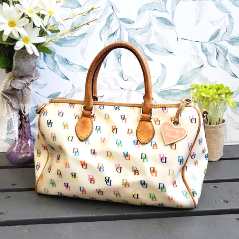 DOONEY & BOURKE | Vintage Y2K Rainbow Monogram Barrel Tote